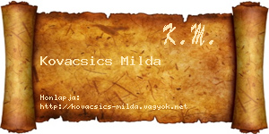 Kovacsics Milda névjegykártya